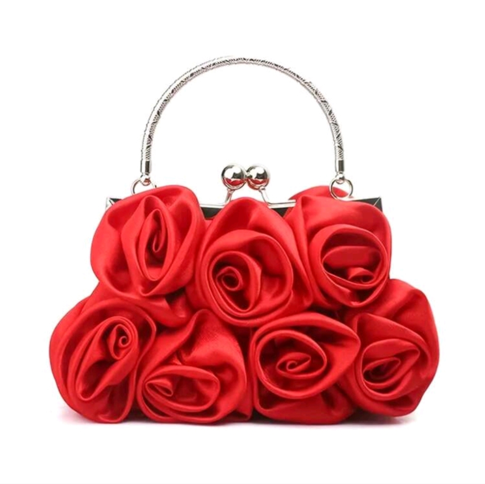 Red Rosette Clutch